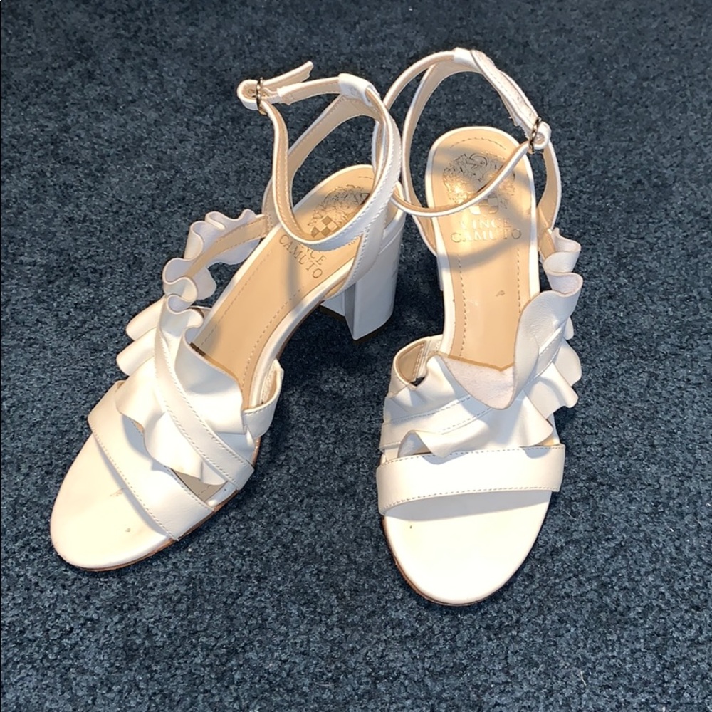 Vince Camuto White Block Heel Pumps Size 6.5